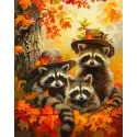 Diamantmalerei auf Keilrahmen "Waschbär-Trio" 40x50 cm DP426