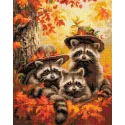 Peinture au diamant avec châssis "Trio de ratons laveurs" 40x50 cm DP426