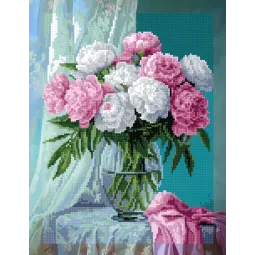 Peinture diamant avec châssis "Bouquet de pivoines" 40x50 cm DP424