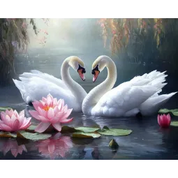 Алмазная живопись с подрамником "Верность лебедей" 40x50 см DP423