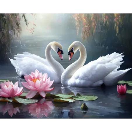 Peinture diamant avec sous-cadre "Fidélité du cygne" 40x50 cm DP423