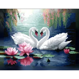 Алмазная живопись с подрамником "Верность лебедей" 40x50 см DP423