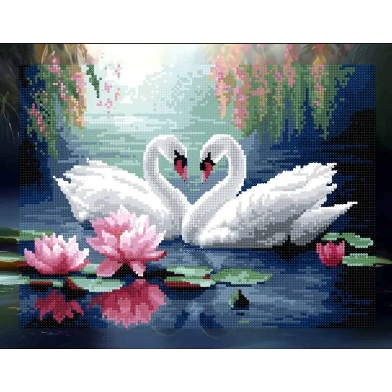 Peinture diamant avec sous-cadre "Fidélité du cygne" 40x50 cm DP423