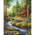 Peinture diamant avec sous-cadre "Ruisseau forestier" 40x50 cm DP422
