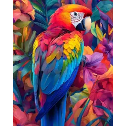 Peinture au diamant avec sous-cadre "Perroquet brillant" 40x50 cm DP421