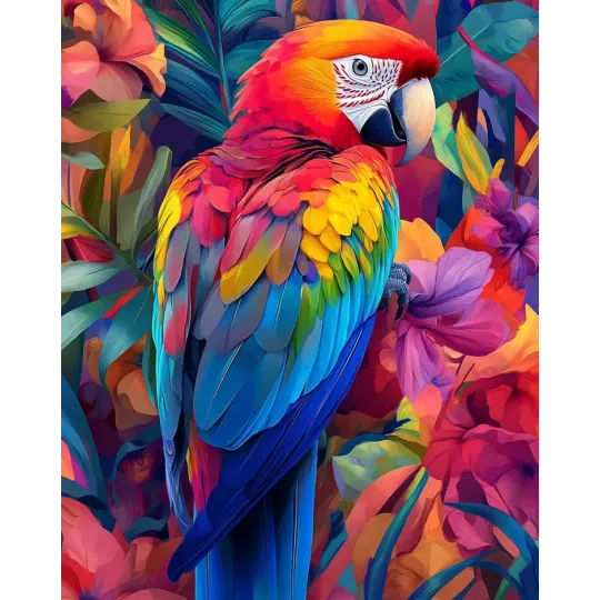 Diamantmalerei auf Keilrahmen "Heller Papagei" 40x50 cm DP421