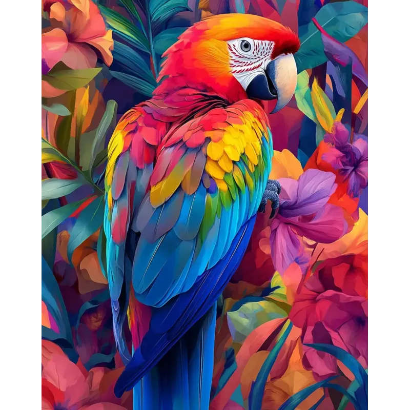 Diamantmalerei auf Keilrahmen "Heller Papagei" 40x50 cm DP421