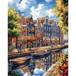 Peinture au diamant avec sous-châssis "Blooming Amsterdam" 40x50 cm DP419