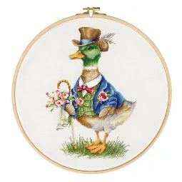 Cross stitch kit "Fashionable drake" 18.6x26.8 cm S/VK084
