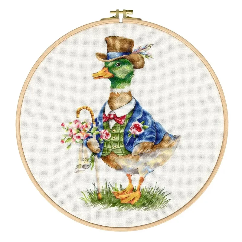 Cross stitch kit "Fashionable drake" 18.6x26.8 cm S/VK084