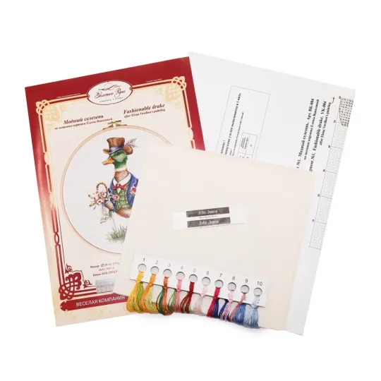 Cross stitch kit "Fashionable drake" 18.6x26.8 cm S/VK084
