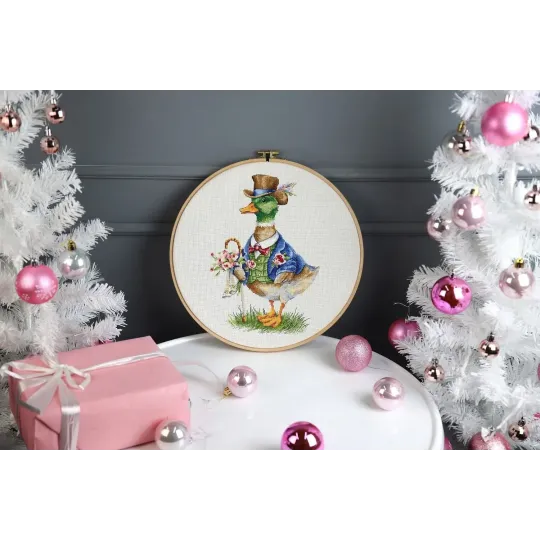 Cross stitch kit "Fashionable drake" 18.6x26.8 cm S/VK084