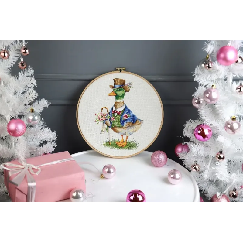 Cross stitch kit "Fashionable drake" 18.6x26.8 cm S/VK084