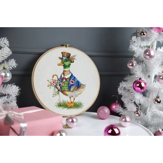 Cross stitch kit "Fashionable drake" 18.6x26.8 cm S/VK084
