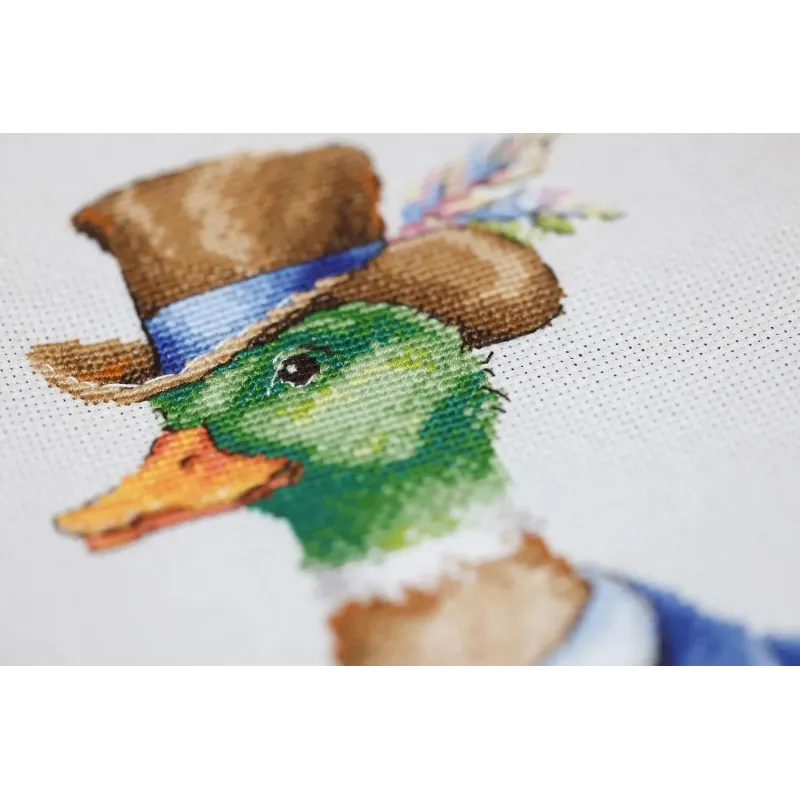 Cross stitch kit "Fashionable drake" 18.6x26.8 cm S/VK084