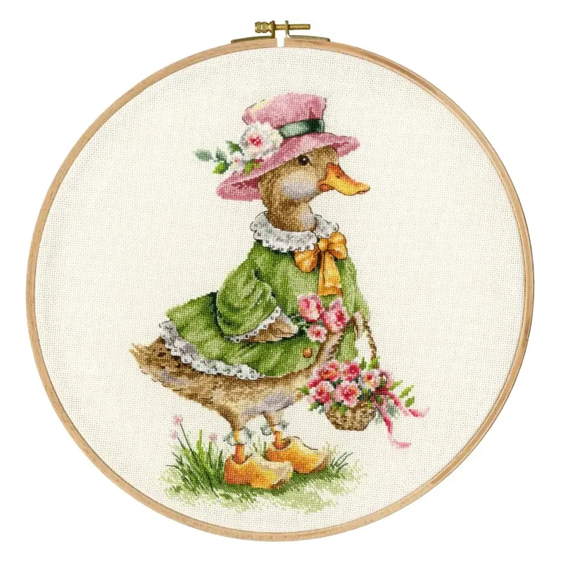 Kreuzstich-Set "Stilvolle Ente" 19.3x26.4 cm S/VK083