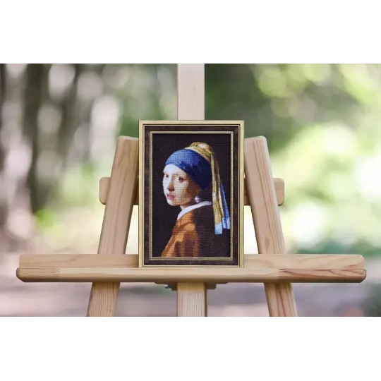 Cross stitch kit Girl with a pearl earring 12,5x19,5 cm S/KR003