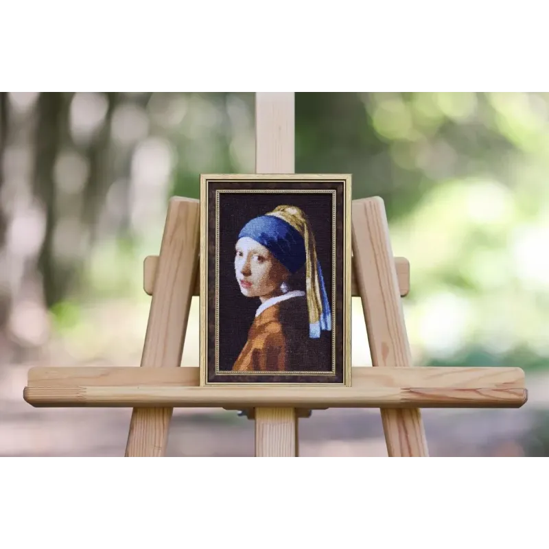 Cross stitch kit Girl with a pearl earring 12,5x19,5 cm S/KR003