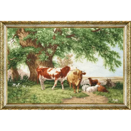 Cross stitch kit "Herd under the trees" 40x60 cm S/MK112