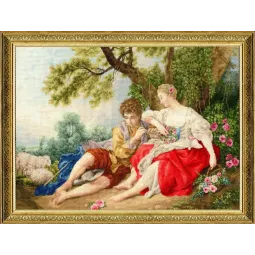 Kit de point de croix Le berger jouant de la flûte à la bergère S/MK111