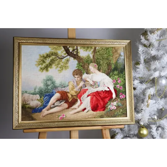 Cross stitch kit "The shepherd playing the flute to the shepherdess" 59x41.5 cm S/MK111