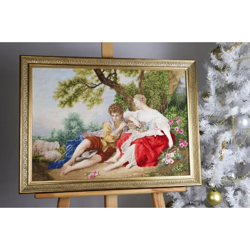 Cross stitch kit "The shepherd playing the flute to the shepherdess" 59x41.5 cm S/MK111
