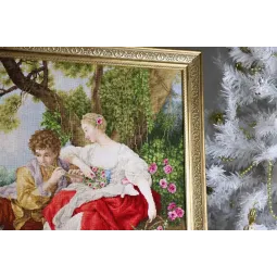 Kit de point de croix Le berger jouant de la flûte à la bergère S/MK111