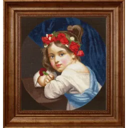 Kit de point de croix Une fille dans une couronne de coquelicots avec une œillet à la main (Mariuccia). 1819 S/MK109