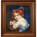 Cross stitch kit "A girl in a poppy wreath with a carnation in her hand (Mariuccia).1819" 39.5x41.5 cm S/MK109