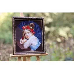 Набор для вышивания крестом "Девочка в маковом венке с гвоздикой в руке (Мариучча).1819" 39.5x41.5 см S/MK109