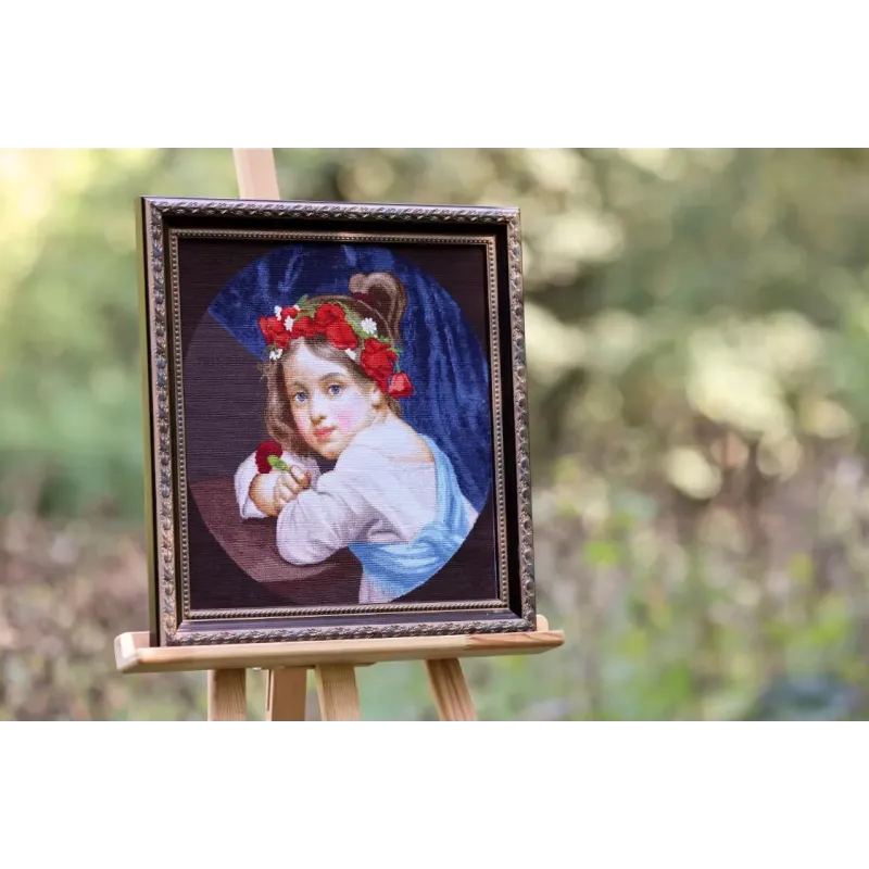 Cross stitch kit "A girl in a poppy wreath with a carnation in her hand (Mariuccia).1819" 39.5x41.5 cm S/MK109
