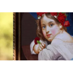 Набор для вышивания крестом "Девочка в маковом венке с гвоздикой в руке (Мариучча).1819" 39.5x41.5 см S/MK109