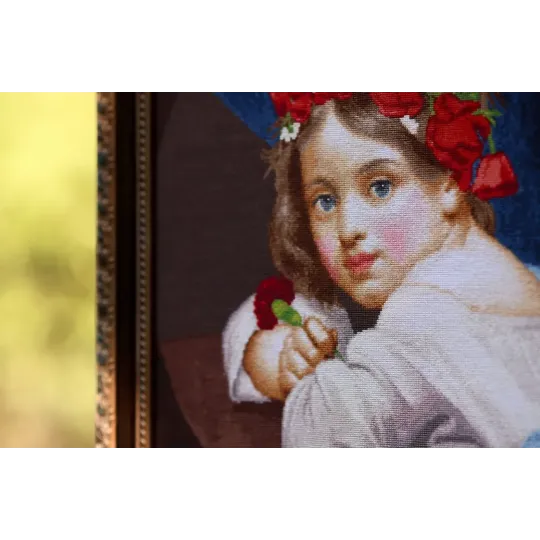 Kit de point de croix Une fille dans une couronne de coquelicots avec une œillet à la main (Mariuccia). 1819 S/MK109