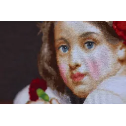 Набор для вышивания крестом "Девочка в маковом венке с гвоздикой в руке (Мариучча).1819" 39.5x41.5 см S/MK109