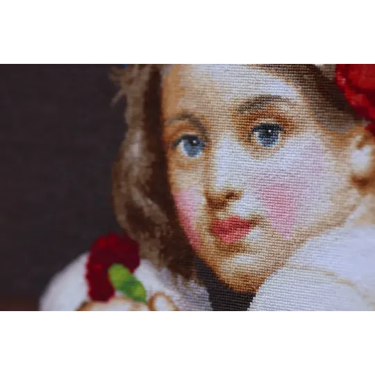 Cross stitch kit "A girl in a poppy wreath with a carnation in her hand (Mariuccia).1819" 39.5x41.5 cm S/MK109