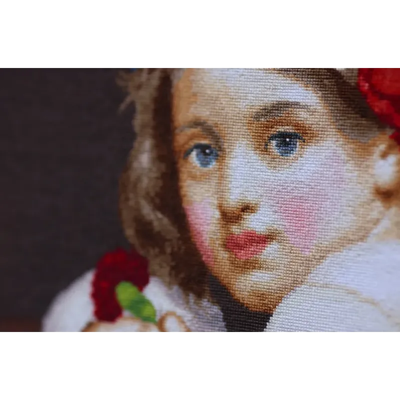 Cross stitch kit "A girl in a poppy wreath with a carnation in her hand (Mariuccia).1819" 39.5x41.5 cm S/MK109