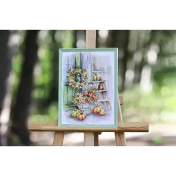 Kit de point de croix "Sur le porche" 24x33 cm S/MD020