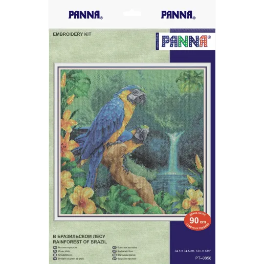 Kit de point de croix PANNA "Forêt tropicale du Brésil" 34,5 x 34,5 cm PPT-0858
