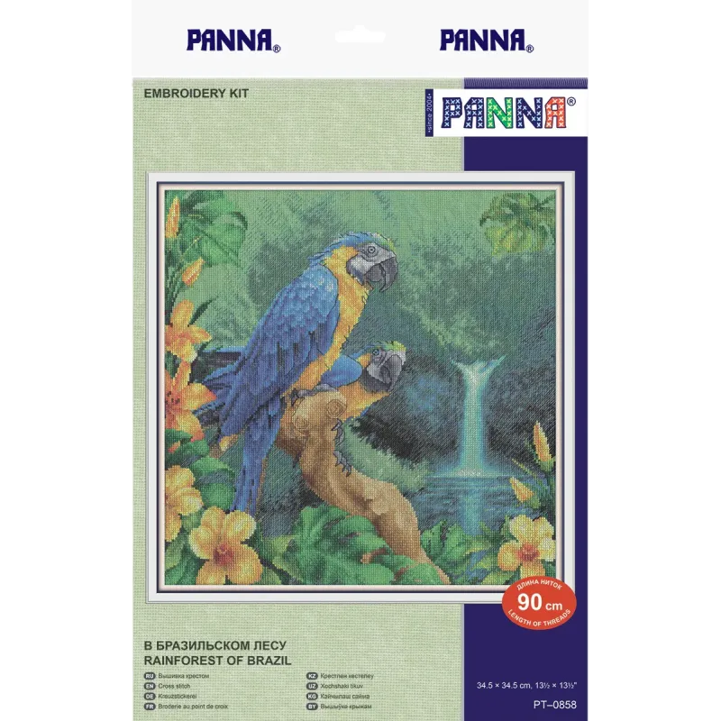 Kit de point de croix PANNA "Forêt tropicale du Brésil" 34,5 x 34,5 cm PPT-0858