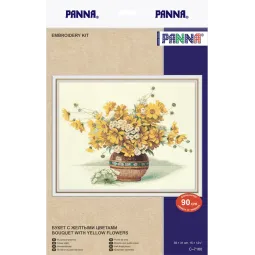 Kit de point de croix PANNA "Bouquet de fleurs jaunes" 38 x 31 cm PC-7160