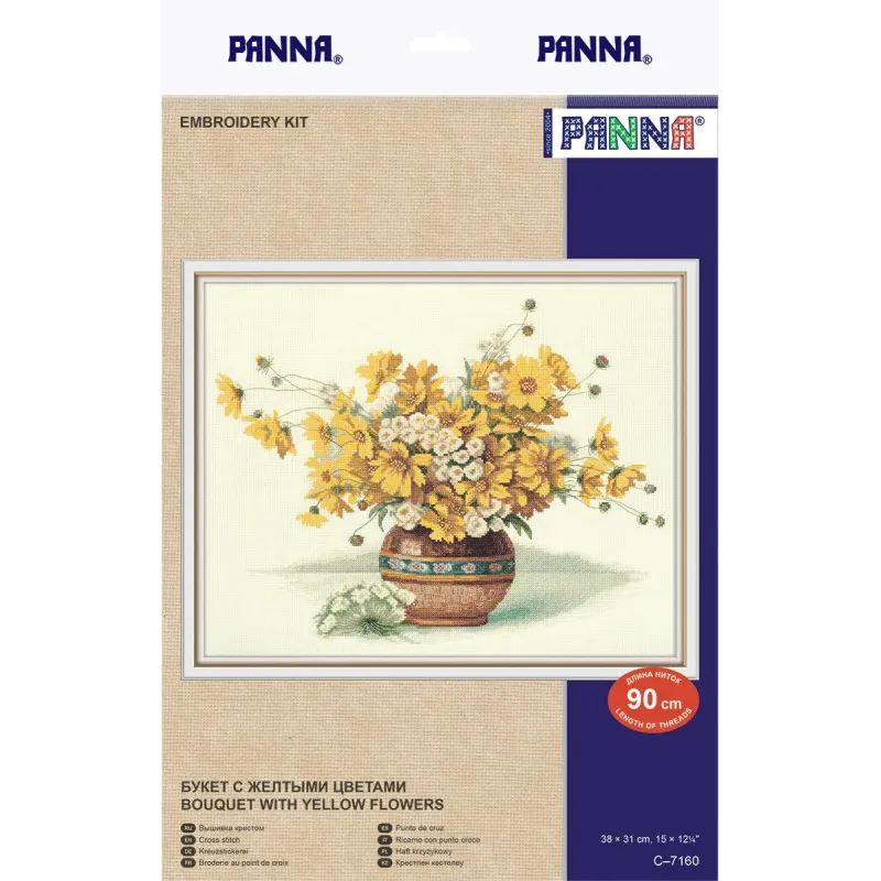 Набор для вышивания крестом PANNA "Букет с желтыми цветами" 38 x 31 см PC-7160