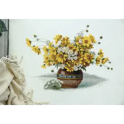 Kit de point de croix PANNA "Bouquet de fleurs jaunes" 38 x 31 cm PC-7160