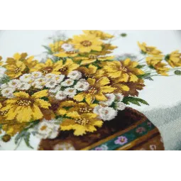 Kreuzstich-Set PANNA "Blumenstrauß mit gelben Blumen" 38 x 31 cm PC-7160