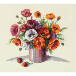 Kit de point de croix PANNA "Coquelicots du matin" 29 x 27 cm PC-7157