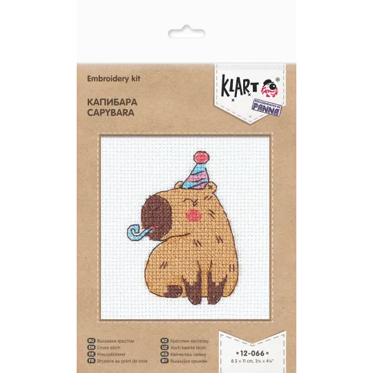 Набор для вышивания крестиком KLART "Капибара" 8,5 x 11 см KL12-066