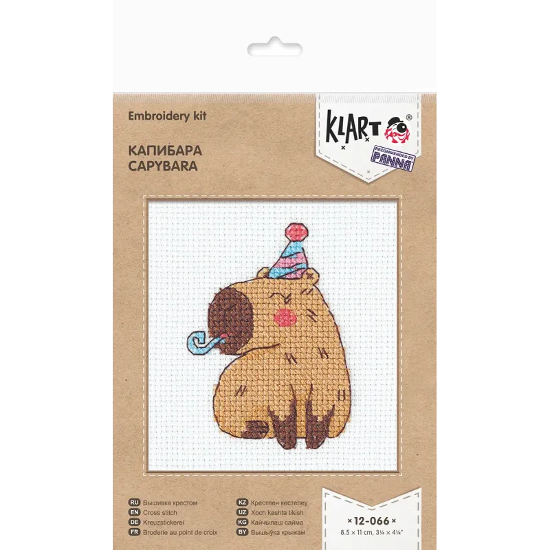 Набор для вышивания крестиком KLART "Капибара" 8,5 x 11 см KL12-066