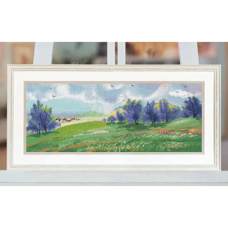 Kryželiu siuvinėjimo rinkinys „Pavasario platybės“ 37×15 cm S1666