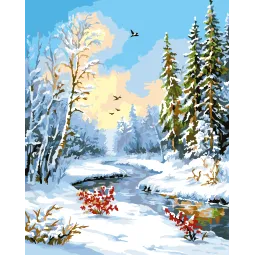 Kit de peinture par numéros "Scène d'hiver paisible" 40x50 cm W100 0425