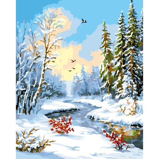 Malen nach Zahlen Set „Friedliche Winterlandschaft“ 40x50 cm W100 0425