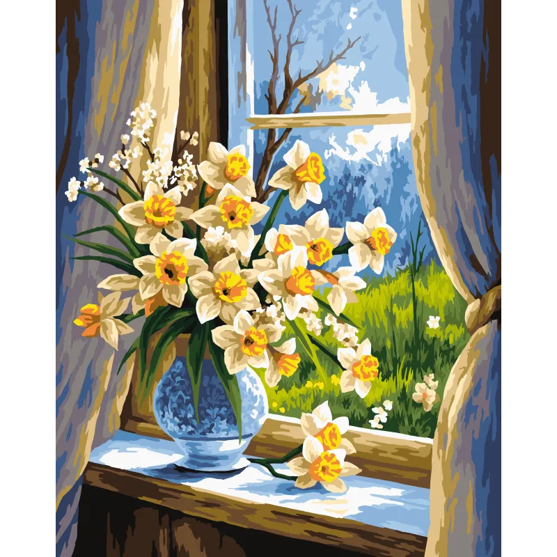 Dažymo pagal skaičius rinkinys "Narcizai saulės šviesoje" 40x50 cm W093 0326